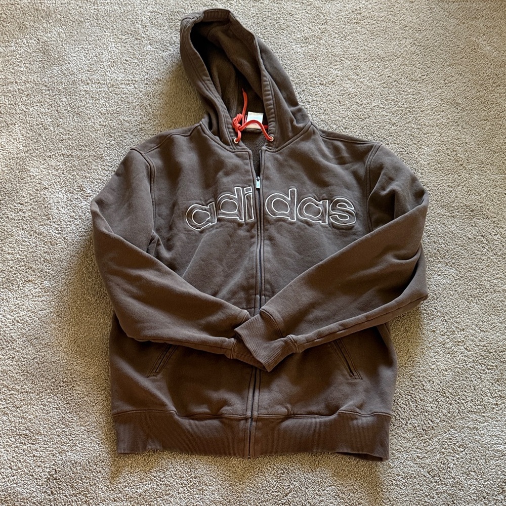 Adidas Chocolate Brown Zip-Up Hoodie
